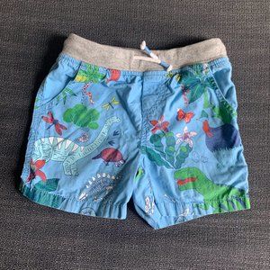 Boden blue cotton dinosaur vacation shorts, 5Y